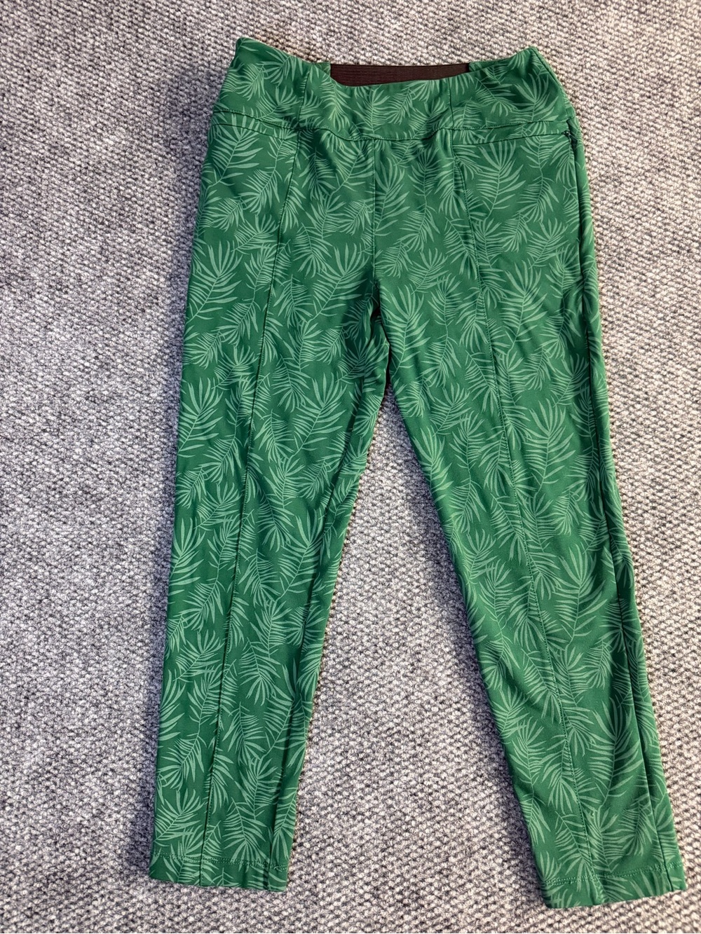 Betabrand Dress Pant Yoga Pants Cabana Green Palm Leaf Print size M petite